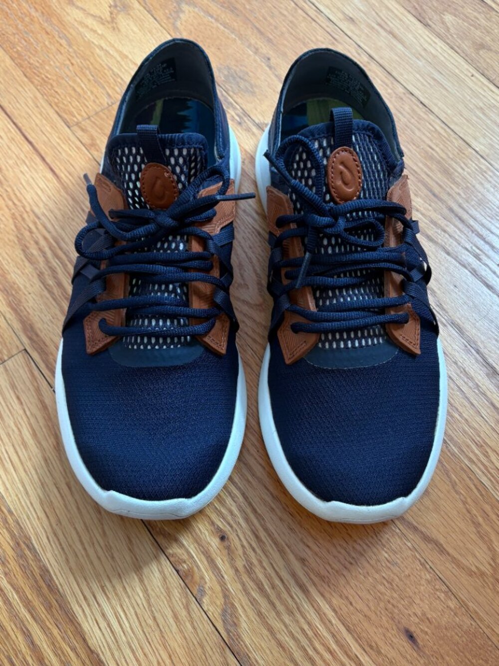 Olukai Kapalua Golf Shoes Men's 9.5 Blue Brown Knit Spikeless Sneakers